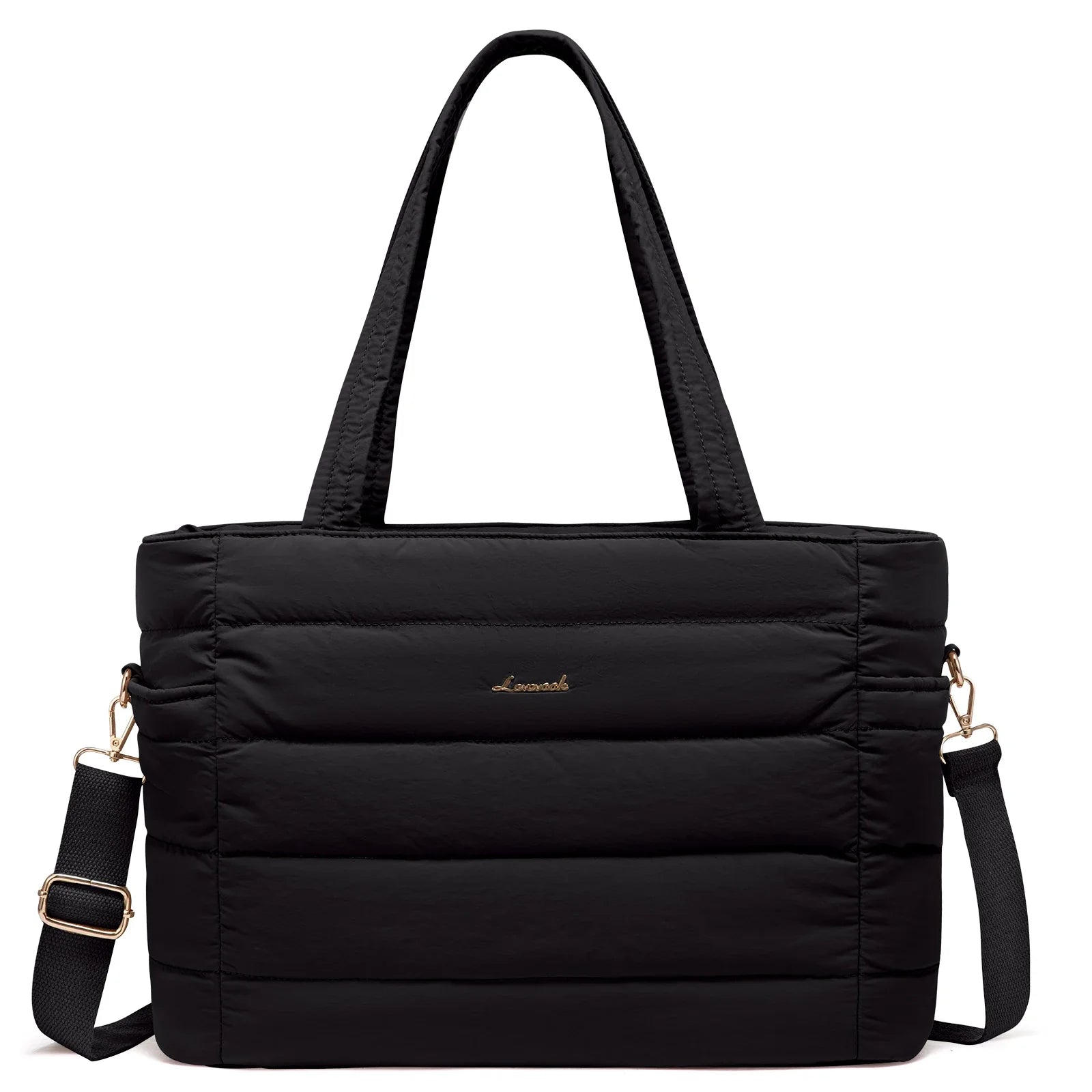 HKM-430931 Quilted Puffer Tote Bag for 15.6 to 17 Inch Laptops - Lightweight Office Shoulder Purse for Women