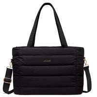 HKM-430931 Quilted Puffer Tote Bag for 15.6 to 17 Inch Laptops - Lightweight Office Shoulder Purse for Women