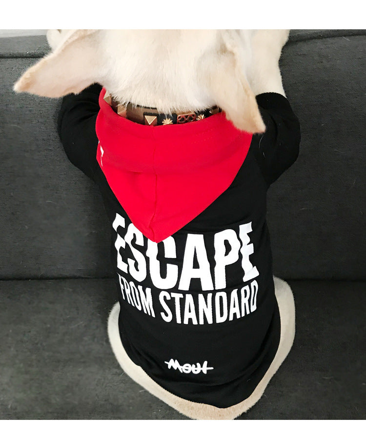 HKM-4309693 Terry Cotton Casual Letter Print Dog Sweater in Black and Red