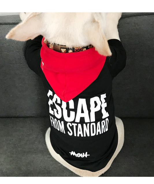 HKM-4309693 Terry Cotton Casual Letter Print Dog Sweater in Black and Red