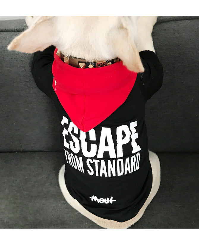 HKM-4309693 Terry Cotton Casual Letter Print Dog Sweater in Black and Red