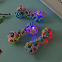 HKM-4309949 Macaron Woven Dog Toy with Sound and Light Features, TPR Material, 14.7x6.5cm
