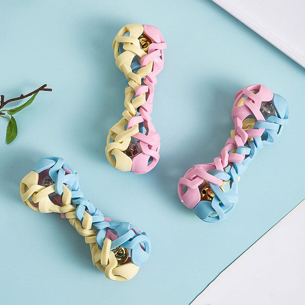 HKM-4309949 Macaron Woven Dog Toy with Sound and Light Features, TPR Material, 14.7x6.5cm