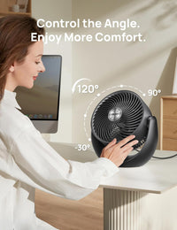 HKM-4312403 11 Inch Table Air Circulator Fan, 60ft Strong Airflow, 120° Adjustable Tilt, 20dB Low Noise, 3 Speed Settings, for Home and Office