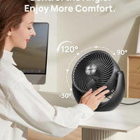 HKM-4312403 11 Inch Table Air Circulator Fan, 60ft Strong Airflow, 120° Adjustable Tilt, 20dB Low Noise, 3 Speed Settings, for Home and Office