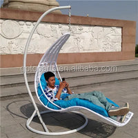 HKM-431251 Outdoor Rattan Hanging Swing Chair with Canopy and Water-Resistant Cushion