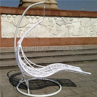 HKM-431251 Outdoor Rattan Hanging Swing Chair with Canopy and Water-Resistant Cushion