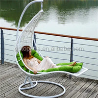 HKM-431251 Outdoor Rattan Hanging Swing Chair with Canopy and Water-Resistant Cushion
