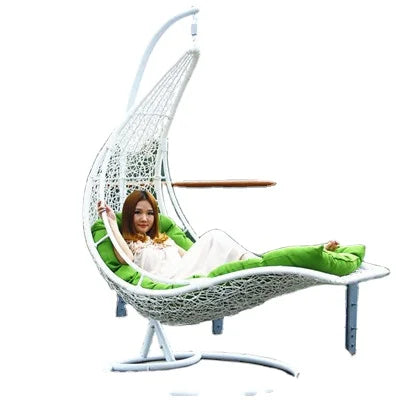 HKM-431251 Outdoor Rattan Hanging Swing Chair with Canopy and Water-Resistant Cushion