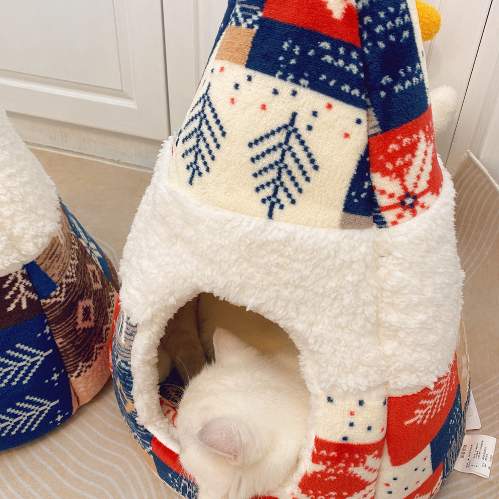 HKM-4313149 Lamb Fleece Cat Nest in Multiple Colors ¨C Cozy & Warm for Cats Up to 15 lbs