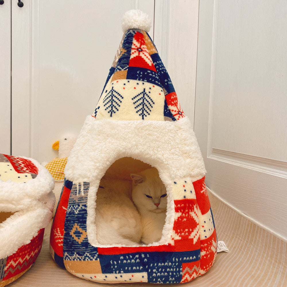 HKM-4313149 Lamb Fleece Cat Nest in Multiple Colors ¨C Cozy & Warm for Cats Up to 15 lbs