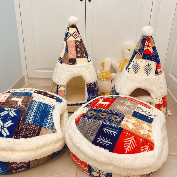 HKM-4313149 Lamb Fleece Cat Nest in Multiple Colors ¨C Cozy & Warm for Cats Up to 15 lbs