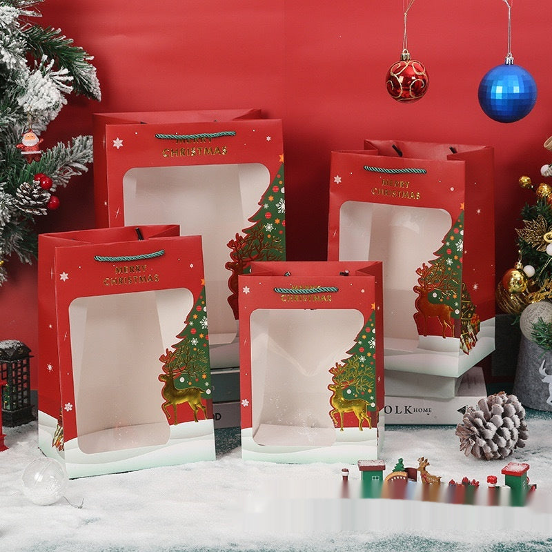 HKM-431507 Transparent Gift Bag for Christmas, Halloween, and Event Packaging - White Cardboard, 1pc