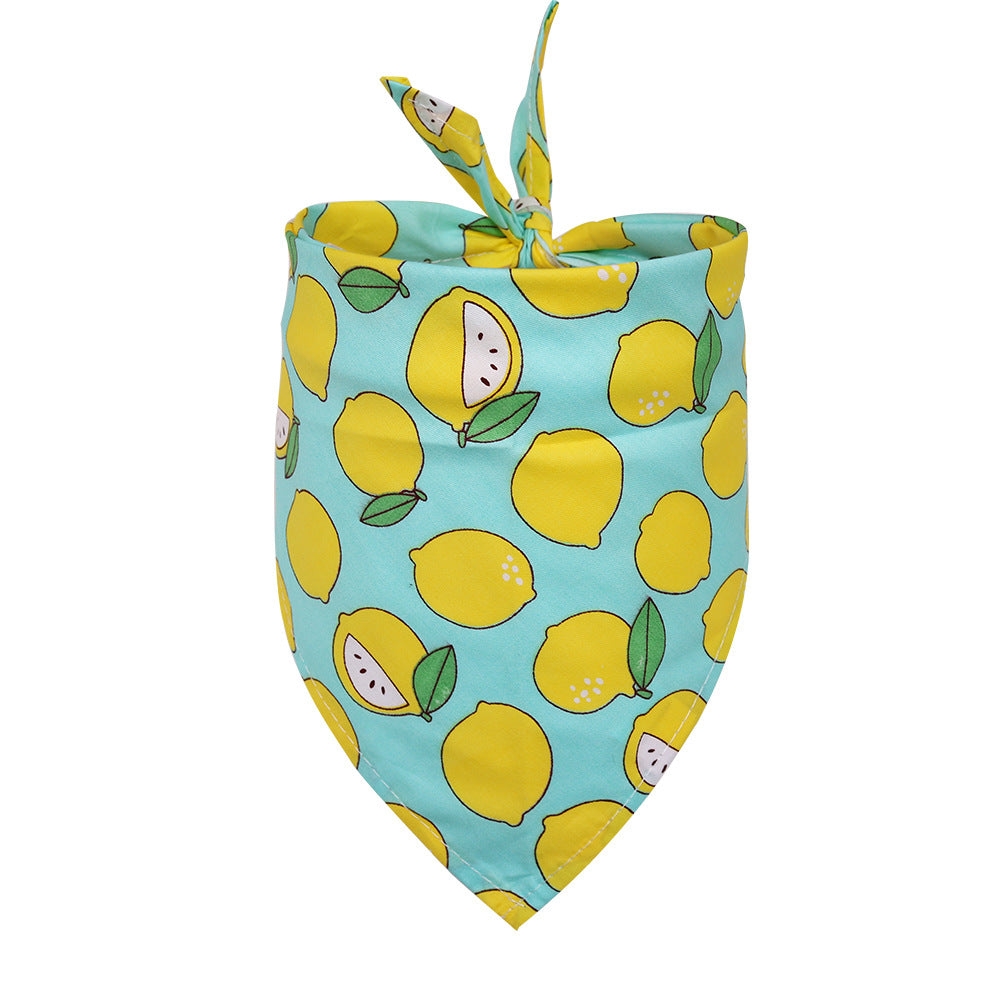HKM-4315453 Cotton Triangle Scarf for Dogs and Cats, Fruit Pattern, Small/Medium Sizes