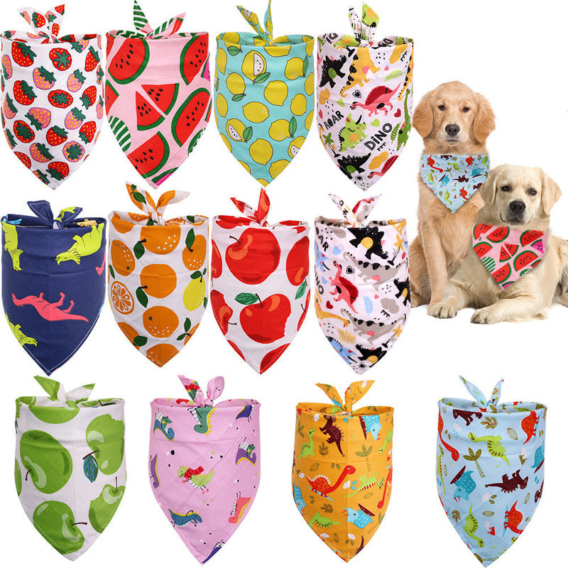 HKM-4315453 Cotton Triangle Scarf for Dogs and Cats, Fruit Pattern, Small/Medium Sizes