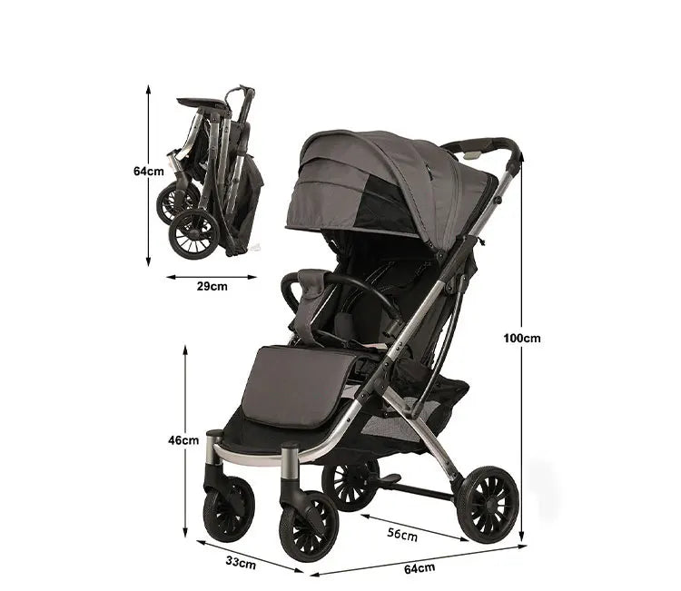 HKM-431571 Lightweight Foldable Baby Stroller with 20KG Capacity and Flax-Aluminium Frame for Toddlers