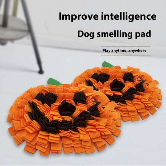 HKM-4316733 Pet Smell Training Mat - Pumpkin Design Woollen Pad for Slow Feeding and Anti-Choke