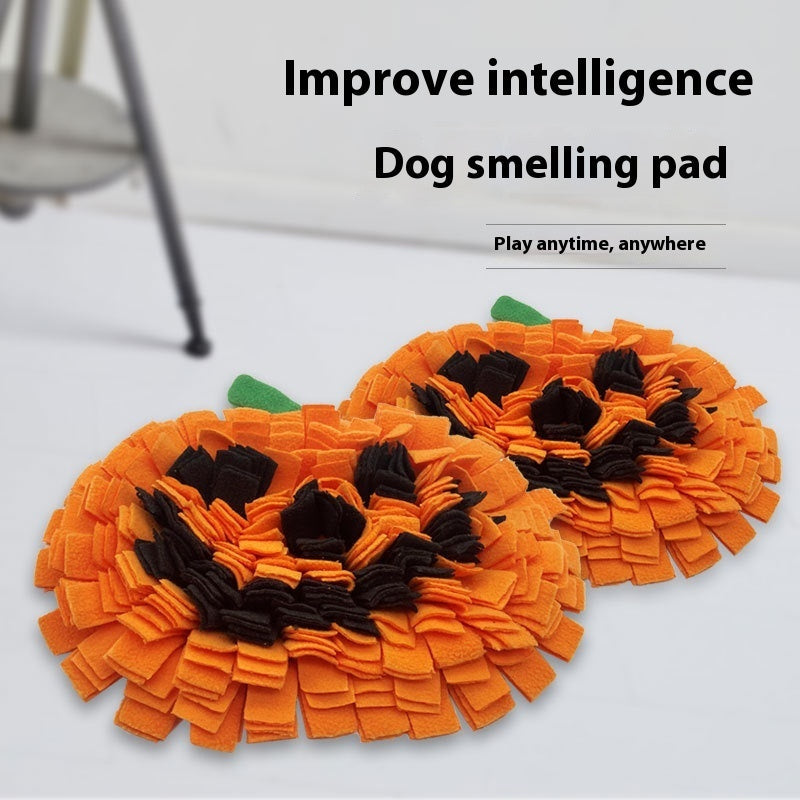 HKM-4316733 Pet Smell Training Mat - Pumpkin Design Woollen Pad for Slow Feeding and Anti-Choke