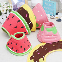 HKM-4316861 Comfortable Adjustable Cartoon Fruit Donut Dog Collar for Surgery Recovery ¨C Padded Cotton Canvas Fabric