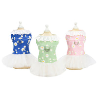 HKM-4317245 Cute Princess Dress for Small Dogs - Bichon, Cotton, Available in Green, Pink, Blue, Sizes S-XXL