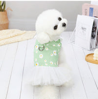 HKM-4317245 Cute Princess Dress for Small Dogs - Bichon, Cotton, Available in Green, Pink, Blue, Sizes S-XXL
