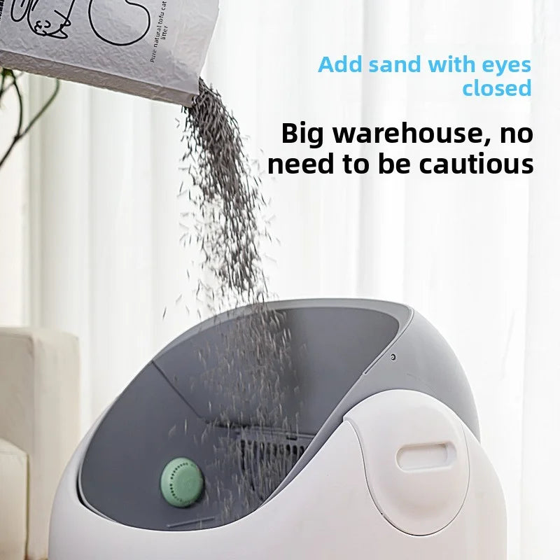 HKM-431827 Automatic Cat Litter Box with Odor Control and Easy Clean Design, 65L Capacity, Eco-Friendly Plastic