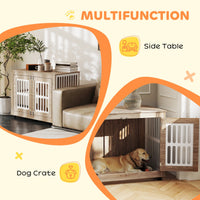 HKM-4318525 Elegant 39" Dog Crate Furniture with Double Doors, Adjustable Non-slip Feet, Ideal for Large Dogs, Walnut Brown
