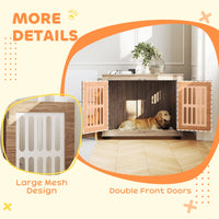HKM-4318525 Elegant 39" Dog Crate Furniture with Double Doors, Adjustable Non-slip Feet, Ideal for Large Dogs, Walnut Brown