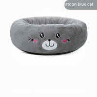 HKM-4318909 Universal Cartoon Embroidery Winter Warm Pet Bed in Yellow Duck, Frog, Blue Cat - Various Sizes Available