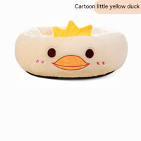 HKM-4318909 Universal Cartoon Embroidery Winter Warm Pet Bed in Yellow Duck, Frog, Blue Cat - Various Sizes Available