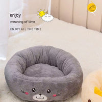 HKM-4318909 Universal Cartoon Embroidery Winter Warm Pet Bed in Yellow Duck, Frog, Blue Cat - Various Sizes Available