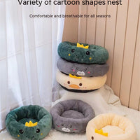 HKM-4318909 Universal Cartoon Embroidery Winter Warm Pet Bed in Yellow Duck, Frog, Blue Cat - Various Sizes Available