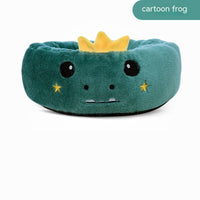 HKM-4318909 Universal Cartoon Embroidery Winter Warm Pet Bed in Yellow Duck, Frog, Blue Cat - Various Sizes Available