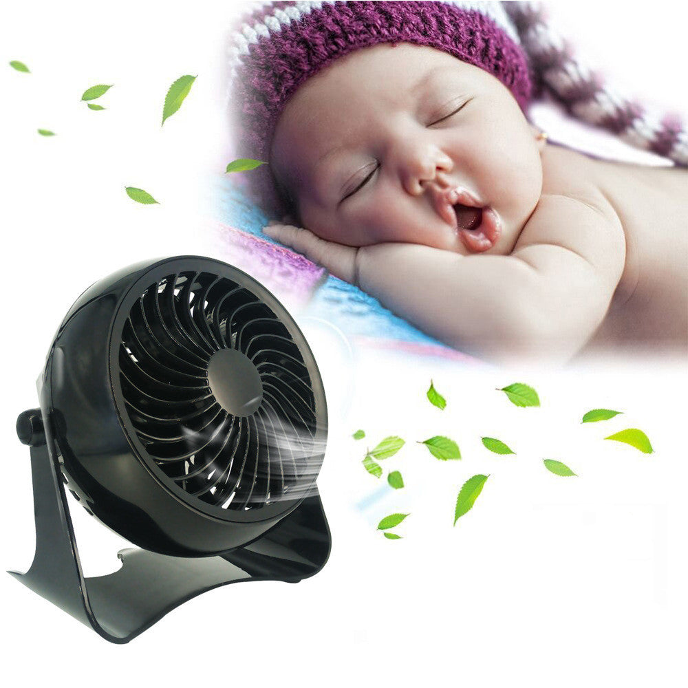 HKM-431891 4-Inch Mini Desk Fan with Brushless Motor, Quiet Operation, USB Powered, Black
