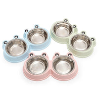 HKM-431891 Stainless Steel Double Bowl for Cats and Dogs - Versatile Pet Feeding and Drinking Utensils