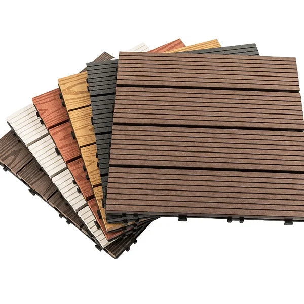 HKM-431891 Waterproof Wood Plastic Composite DIY Decking Tiles - Non-slip Outdoor Flooring Solution