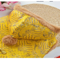 HKM-4319293 New Year's Chinese Style Tang Suit Thick Coat for Large Dogs in Red and Yellow