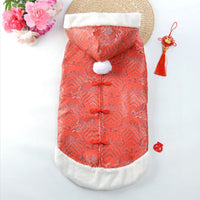 HKM-4319293 New Year's Chinese Style Tang Suit Thick Coat for Large Dogs in Red and Yellow