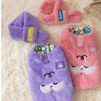 HKM-4319421 Korean Style Cute Cartoon Bear Dog Hoodie with Scarf for Small to Medium Pets