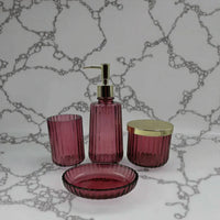 HKM-431955 Luxury Clear 4-Piece Glass Bathroom Accessories Set for Home and Hotel Use