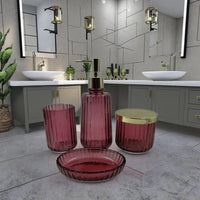 HKM-431955 Luxury Clear 4-Piece Glass Bathroom Accessories Set for Home and Hotel Use