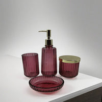HKM-431955 Luxury Clear 4-Piece Glass Bathroom Accessories Set for Home and Hotel Use