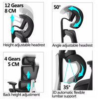 HKM-432147 Ergonomic Adjustable Office Chair with Mesh Back, Fabric Upholstery and Lift Function