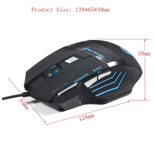 HKM-432211 Wired Gaming Mouse with Adjustable DPI, Optical Tracking, 7 Buttons, and Colorful Lighting