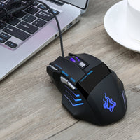 HKM-432211 Wired Gaming Mouse with Adjustable DPI, Optical Tracking, 7 Buttons, and Colorful Lighting