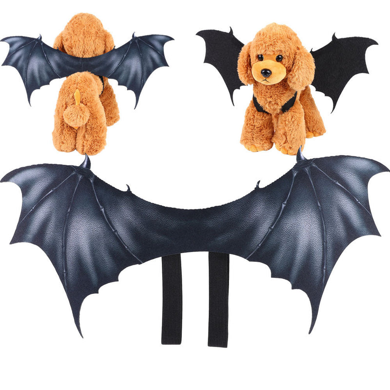 HKM-4323005 Pet Costume for Halloween - Cat Ghost Festival Dress Up with Bat Wings in Black
