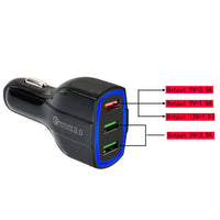 HKM-432403 Universal Car USB Charger, Input 12-32V, 3 USB Ports, 7000mA Output, PC Material