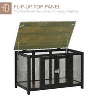 HKM-4324285 Stylish Dog Crate End Table with Openable Top, Spacious for Small Dogs, Durable Wooden Design