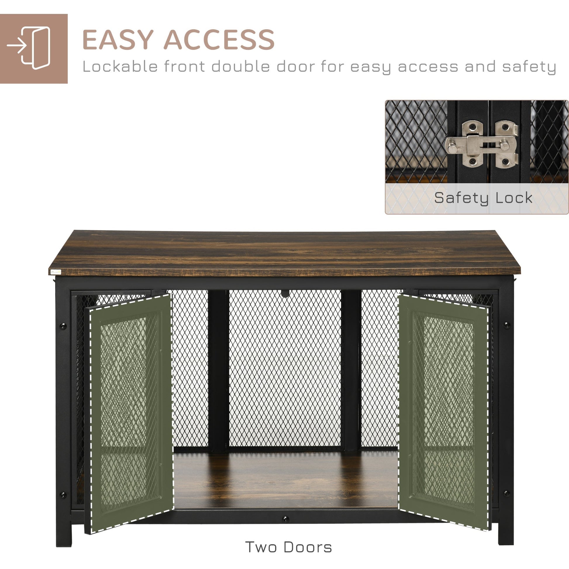 HKM-4324285 Stylish Dog Crate End Table with Openable Top, Spacious for Small Dogs, Durable Wooden Design