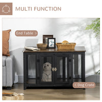 HKM-4324285 Stylish Dog Crate End Table with Openable Top, Spacious for Small Dogs, Durable Wooden Design